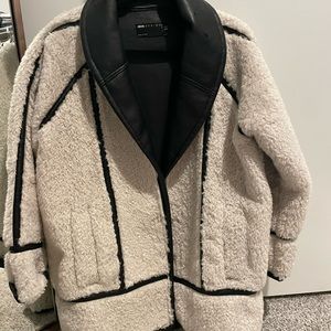 ASOS Sherpa oversized collar aviator coat in white